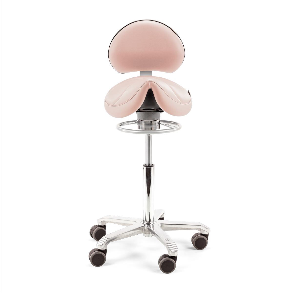 Score roze ergonomische zadelkruk met lendensteun